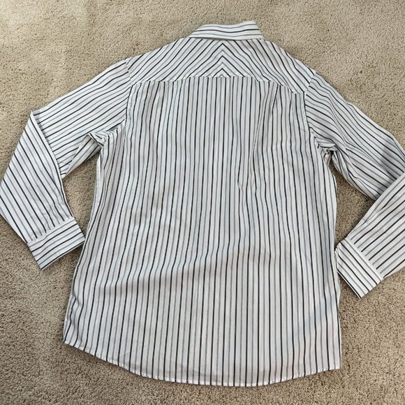 Womans Claiborne Button Front Shirt M White Black Striped MWT - Picture 14 of 15